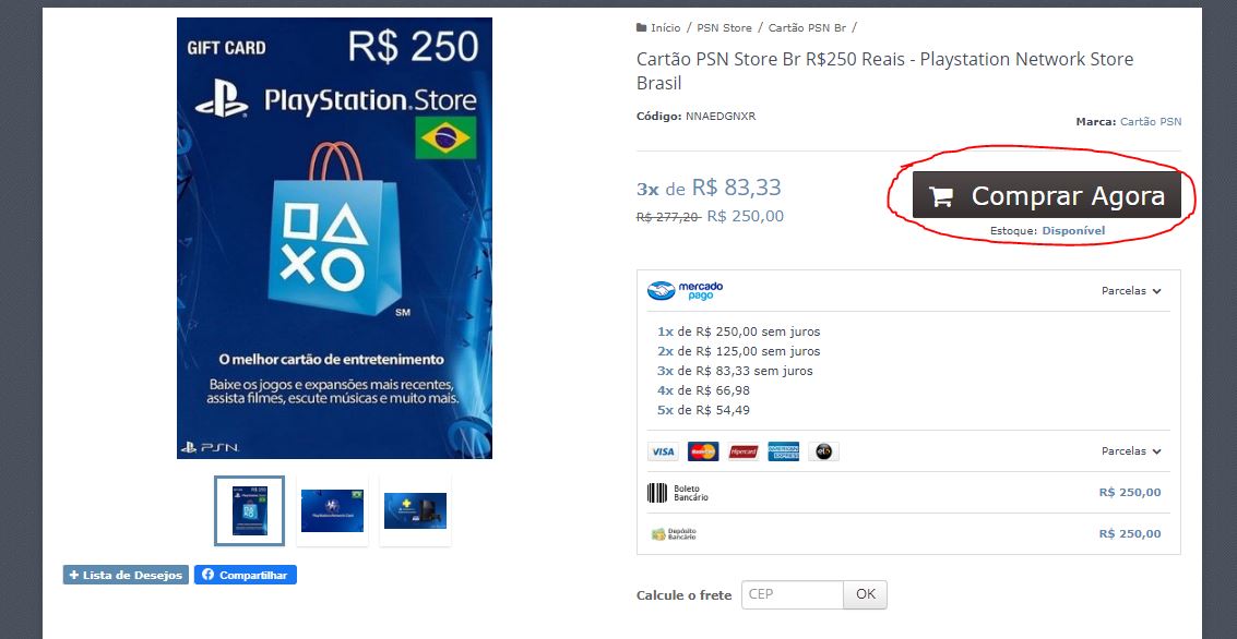 Comprar Cartão PSN 50 Reais Playstation Network Brasil